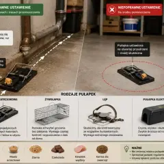 Skuteczne polowanie na szczury wymaga prawidłowego rozmieszczenia pułapek wzdłuż ścian i tras ruchu gryzoni.