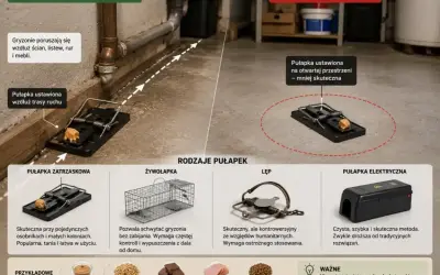 Skuteczne polowanie na szczury wymaga prawidłowego rozmieszczenia pułapek wzdłuż ścian i tras ruchu gryzoni.