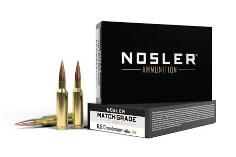 Amunicja Nosler Match Grade 6.5 Creedmoor 140gr RDF, gotowa do precyzyjnych strzałów.